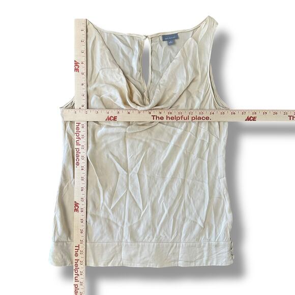 Ann Taylor Women’s Silk Blend Cowl Neck Blouse Size 6 Beige Champagne Sleeveless - Picture 3 of 8